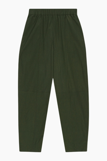 Cotton Crepe Elasticated Curve Pants F8924 - Kombu Green - GANNI - Grøn XS