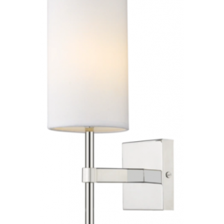 Denver Væglampe i metal og tekstil H37 cm 1 x E14 - Sølv/Cremehvid