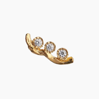 Flow Earring With Three Stones - Gold - Stine A - Guld One Size