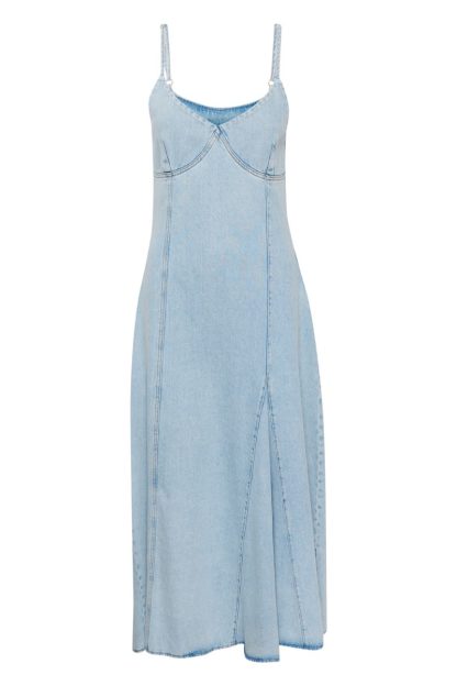 Gestuz - Kjole - KailaGZ sl Long Dress - Light Blue Washed (Levering i april)