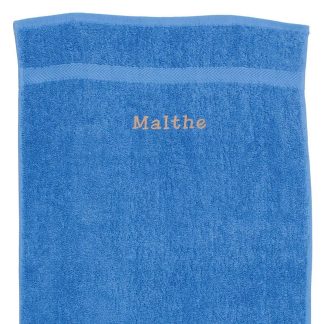 Havblåt Håndklæde med navn - 70 x 130 cm