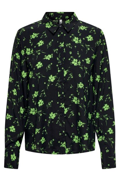 JDY - Skjorte - JDY Jackson L/S Shirt - Black/Green Flower