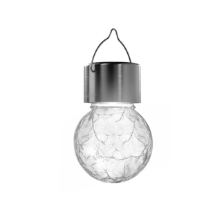 LED havelampe - krakeleret glas, Rustfrit Stål 6500K, solcelle - Kulør : Kold