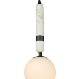 La Spezia Loftlampe i marmor og glas Ø15 cm 1 x E14 - Mat sort/Hvid marmor