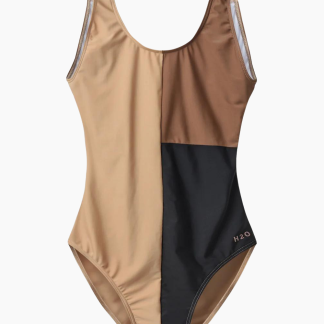 Møn Colorblock Swim Suit - Oak/Black - H2O - Mønstret XS