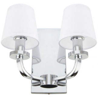 New York Væglampe i metal og tekstil H26 cm 2 x E14 - Sølv/Hvid