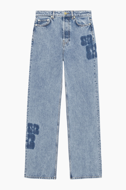 Patch Denim Izey Jeans J1433 - Mid Blue Stone - GANNI - Blå 26W