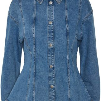 Pieces - Skjorte - Pc Ginny Ls Denim Shirt D2D Jit - Medium Blue Denim (Levering i marts)