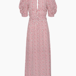 Printed Maxi Flowy Dress - Happy Hearts/Bright White Comb. - ROTATE - Mønstret S