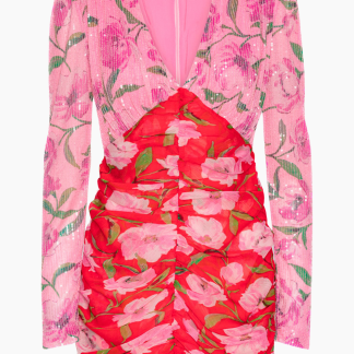 Printed Mini LS Dress - Wildeve/Prism Pink Comb. - ROTATE - Mønstret S