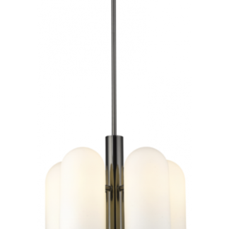 Seoul Loftlampe i metal og glas Ø42 cm 5 x E27 - Sort/Opalhvid
