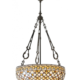 Tiffany Mille Loftlampe i stål og glas Ø45 cm 3 x E27 - Antik bronze/Multi