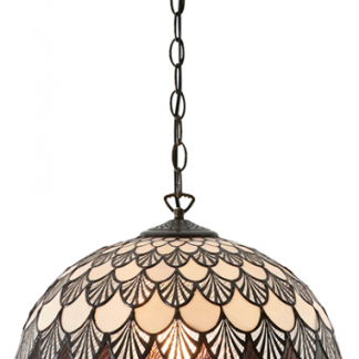 Tiffany Missori Loftlampe i stål og glas Ø40 cm 1 x E27 - Antik bronze/Multi