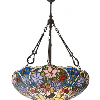 Tiffany Sullivan Loftlampe i stål og glas Ø56 cm 3 x E27 - Antik bronze/Multi