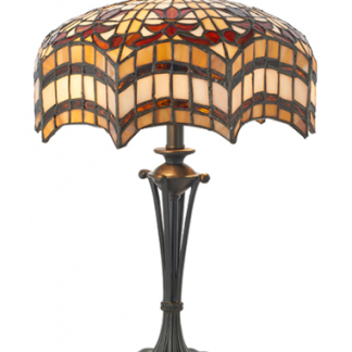 Tiffany Vesta Bordlampe i polyresin og glas H45 cm 2 x E14 - Antik sort/Multi