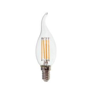 V-Tac 4W LED flammepære - Kultråd, varm hvid, E14 - Dæmpbar : Ikke dæmpbar, Kulør : Varm