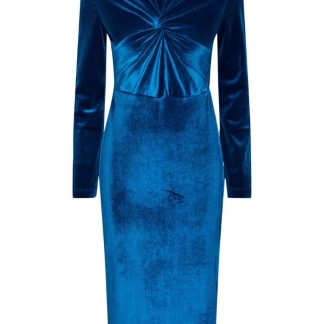 Y.A.S - Kjole - YAS Novella High Neck LS Midi Dress - Mykonos Blue
