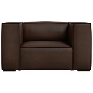 Agawa lænestol i læder B113 cm - Sort/Mørkebrun