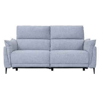 Barcelona 3 pers. sofa, m. recliner, indbygget fodskammel, USB-stik - lysegrå stof og sort metal