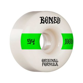 Bones Wheels OG Formula Skateboard Wheels 100 54mm V4 Wide 4pk White str. 54mm