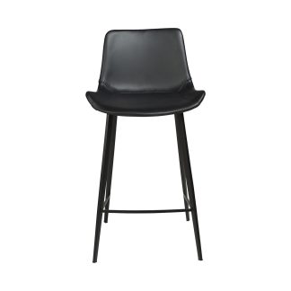 DAN-FORM Hype barstol, m. ryglæn og fodstøtte - sort kunstlæder og sort stål