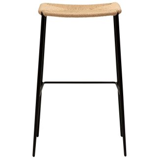 DAN-FORM Stiletto barstol, m. fodstøtte - natur papirsnor og sort metal