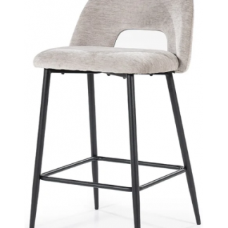 Esmee barstol i metal og polyester H91,5 cm - Sort/Beige meleret