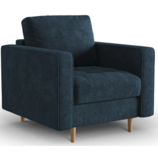 Gobi Lænestol i bøgetræ og polyester B80 x D90 cm - Natur/Mørkeblå
