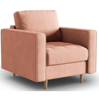 Gobi Lænestol i bøgetræ og velour B80 x D90 cm - Natur/Pink