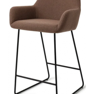 Hiroo barstol i polyester H92 cm - Sort/Brun
