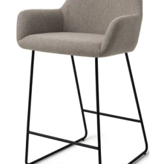 Hiroo barstol i polyester H92 cm - Sort/Tågegrå