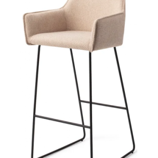 Hofu barstol i polyester H100 cm - Sort/Lys beige