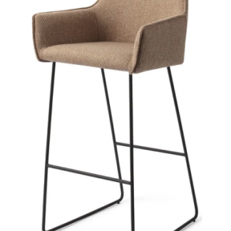 Hofu barstol i polyester H100 cm - Sort/Lysebrun