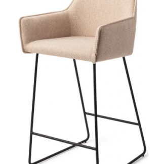 Hofu barstol i polyester H90 cm - Sort/Lys beige