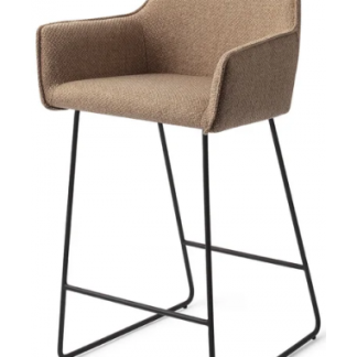 Hofu barstol i polyester H90 cm - Sort/Lysebrun