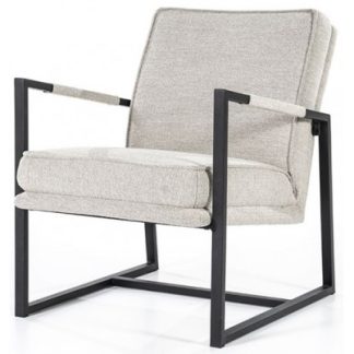 Isaac lænestol i metal og polyester H71 cm - Sort/Beige