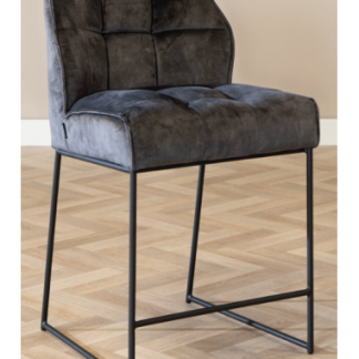Janna barstol i metal og velour H97 cm - Sort/Antracit