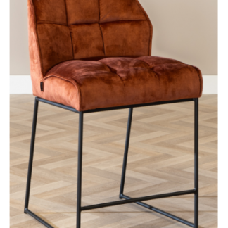Janna barstol i metal og velour H97 cm - Sort/Kobber