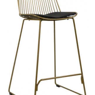 Jenny barstol i metal og kunstlæder H94 cm - Guld/Sort