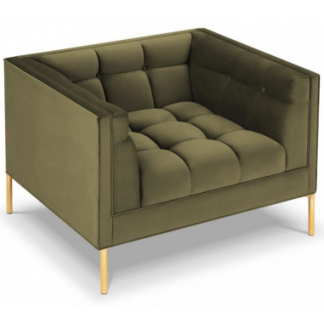 Karoo lænestol i velour B100 cm - Guld/Grøn