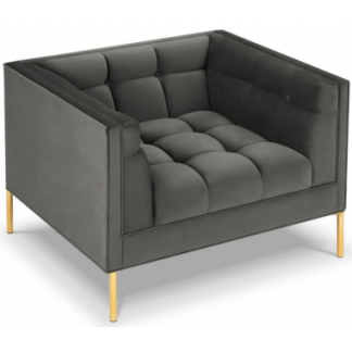 Karoo lænestol i velour B100 cm - Guld/Mørkegrå