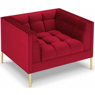 Karoo lænestol i velour B100 cm - Guld/Rød