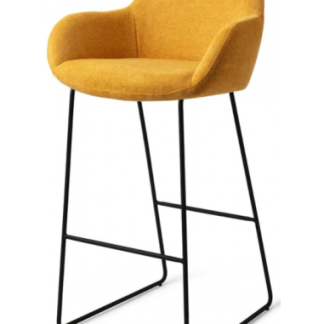Kushi barstol i polyester H100 cm - Sort/Gul