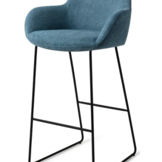 Kushi barstol i polyester H100 cm - Sort/Havblå