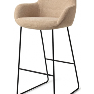 Kushi barstol i polyester H100 cm - Sort/Lys beige