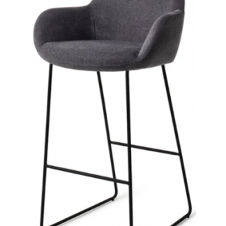 Kushi barstol i polyester H100 cm - Sort/Sortbrun