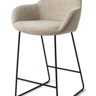 Kushi barstol i polyester H90 cm - Sort/Creme