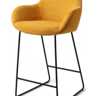 Kushi barstol i polyester H90 cm - Sort/Gul