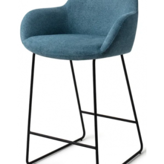 Kushi barstol i polyester H90 cm - Sort/Havblå