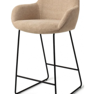 Kushi barstol i polyester H90 cm - Sort/Lys beige